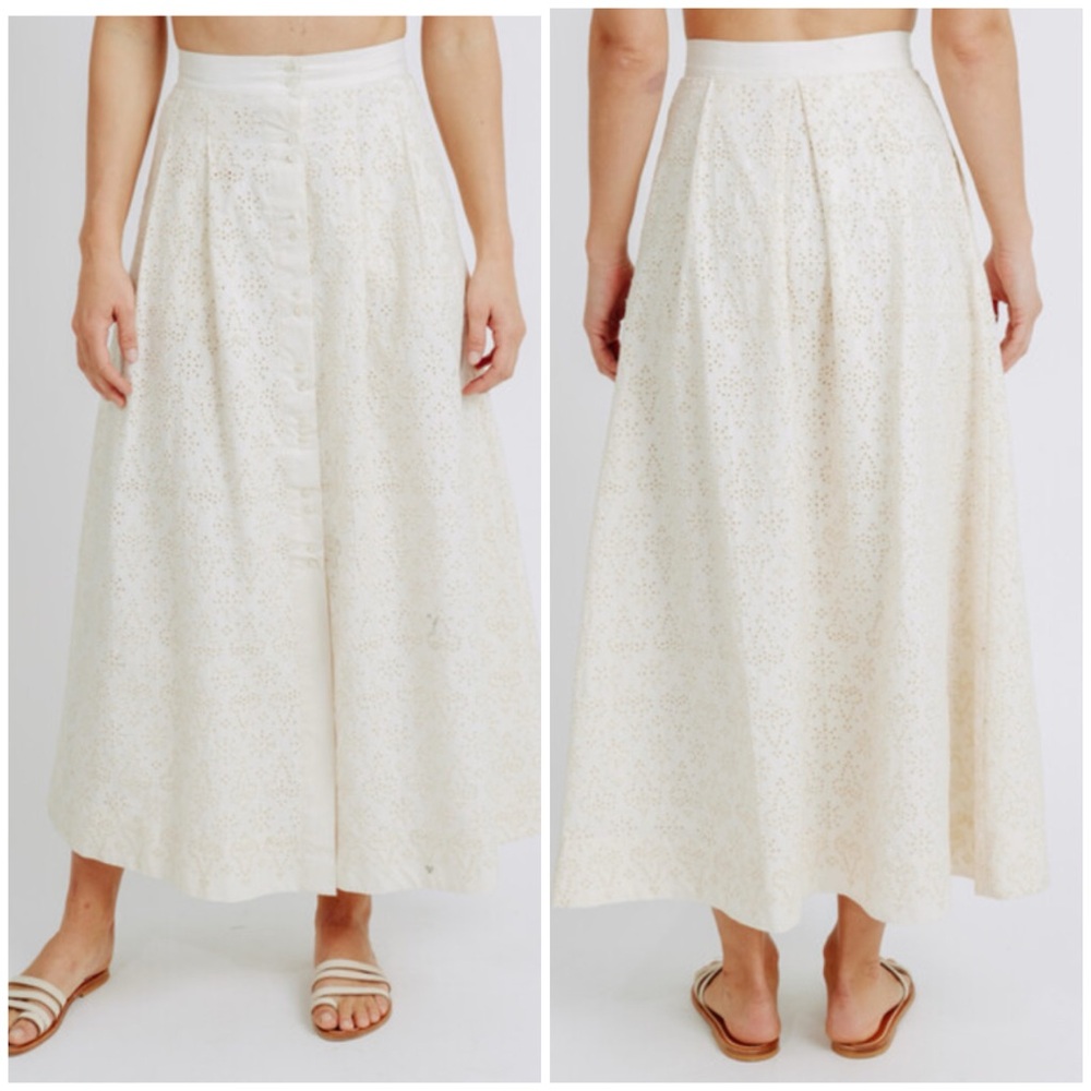Mirth Lucerne Skirt Eyelet Button Front Ivory Size Small